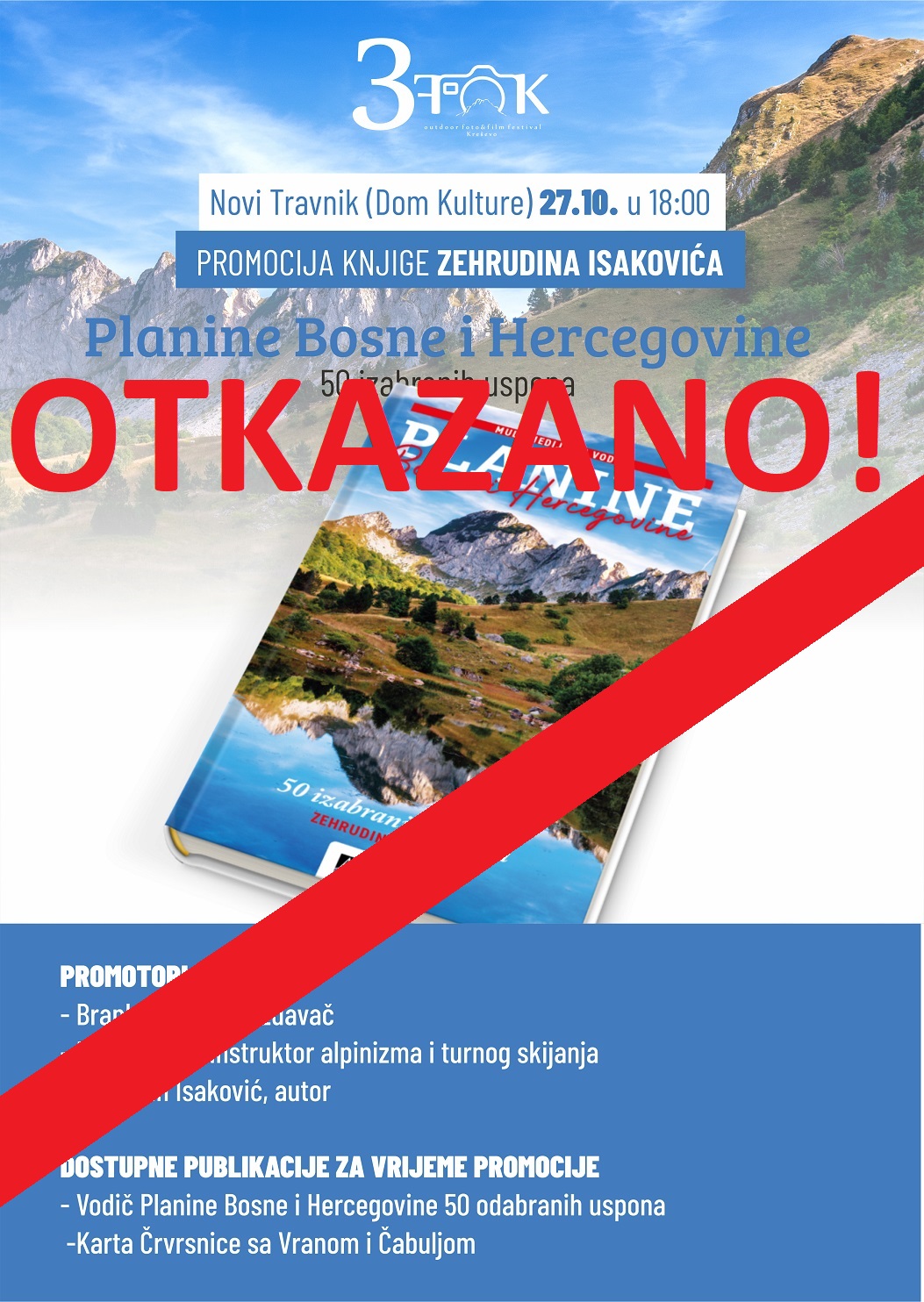Promocija knjige Planine BiH OTKAZANO
