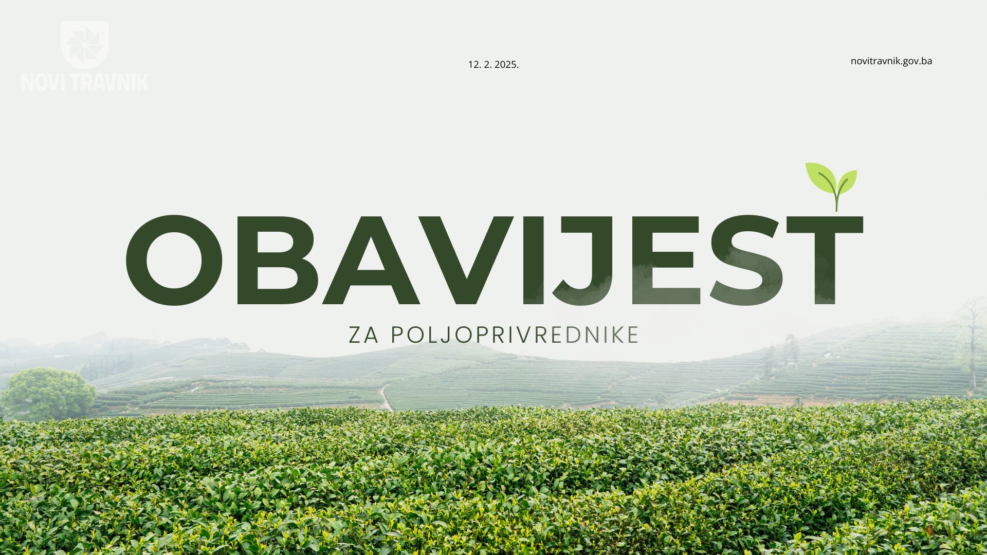 Obavijest za poljoprivrednike